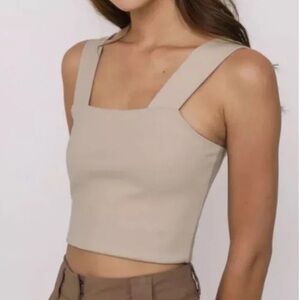 House of Harlow 1960 Wide Strap Stretchy Knit Compression Tank Top Women Small